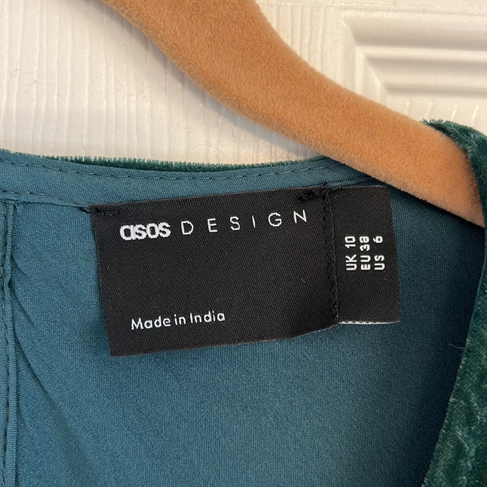ASOS Green Velvet Wrap Dress - Picture 2 of 5